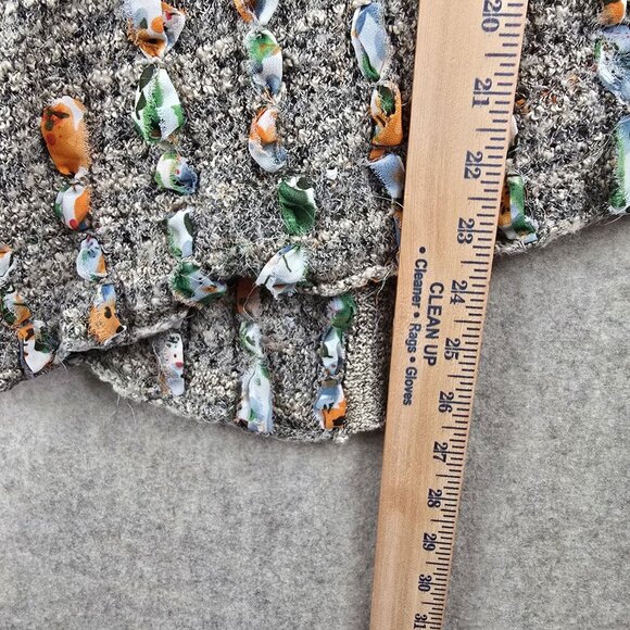 BKE Boutique Wrap-Style Tie Cardigan With Floral Accents Gray Knit Sweater - Picture 6 of 7